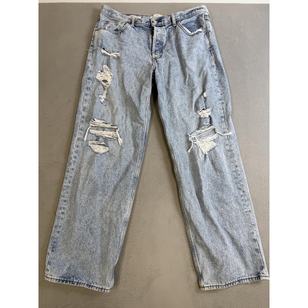 Universal Thread Jeans Womens 14‎ Blue Mid-Rise 90s Baggy Distressed Denim Pants